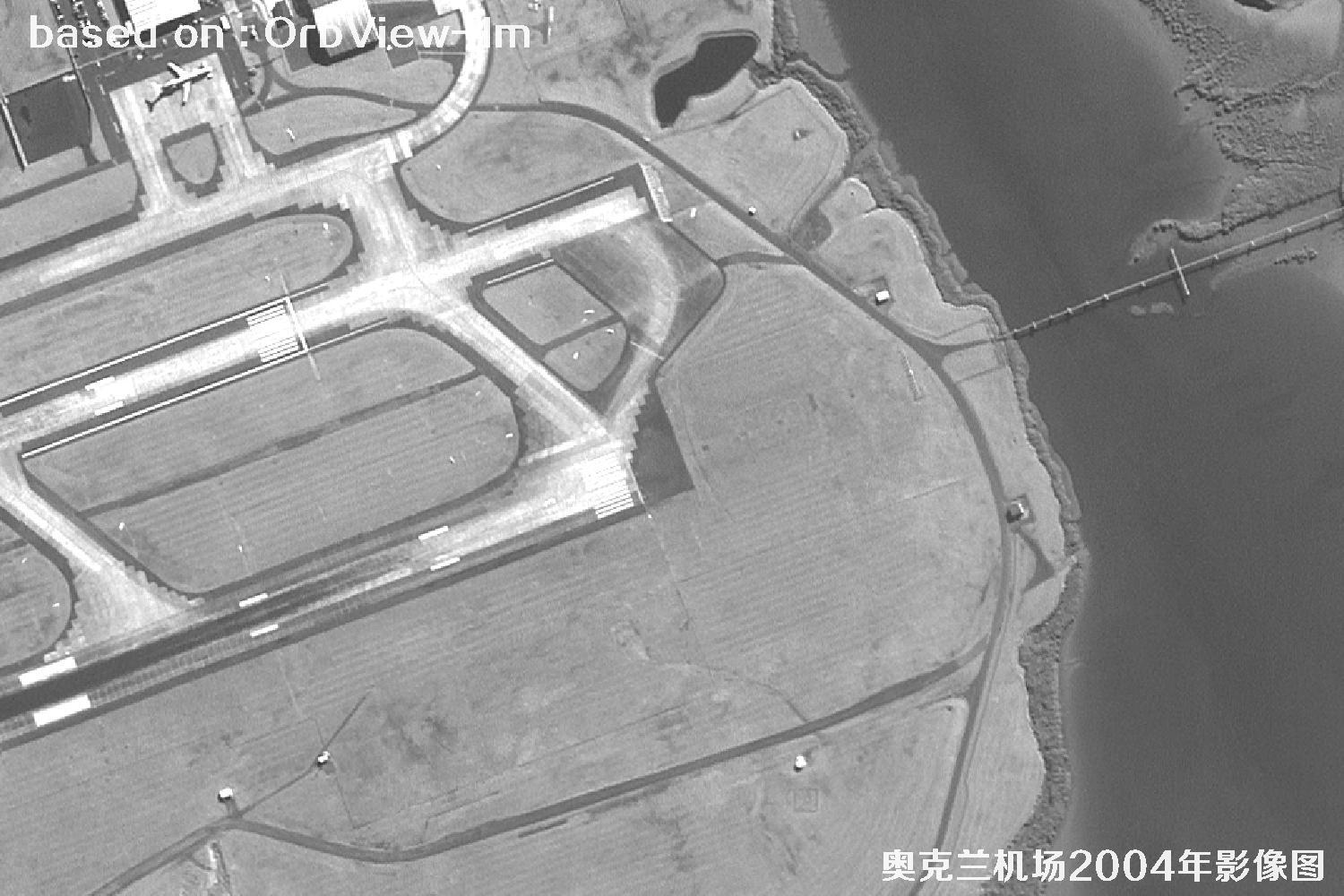 奥克兰机场及周边2004年OrbView卫星1米分辨率影像图