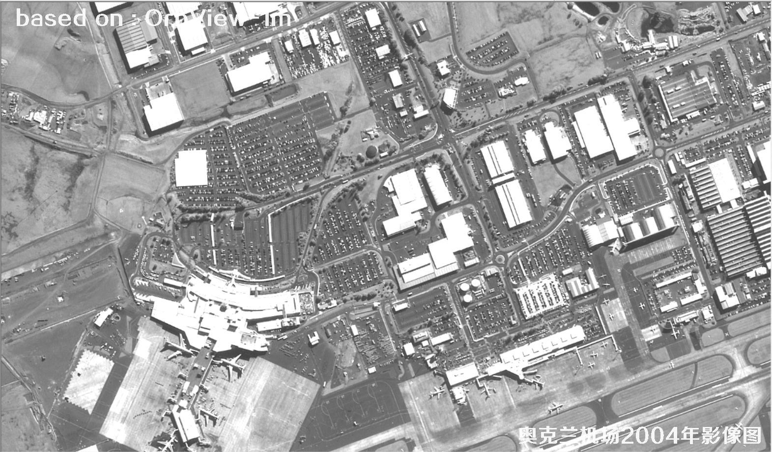 奥克兰机场及周边2004年OrbView卫星1米分辨率影像图