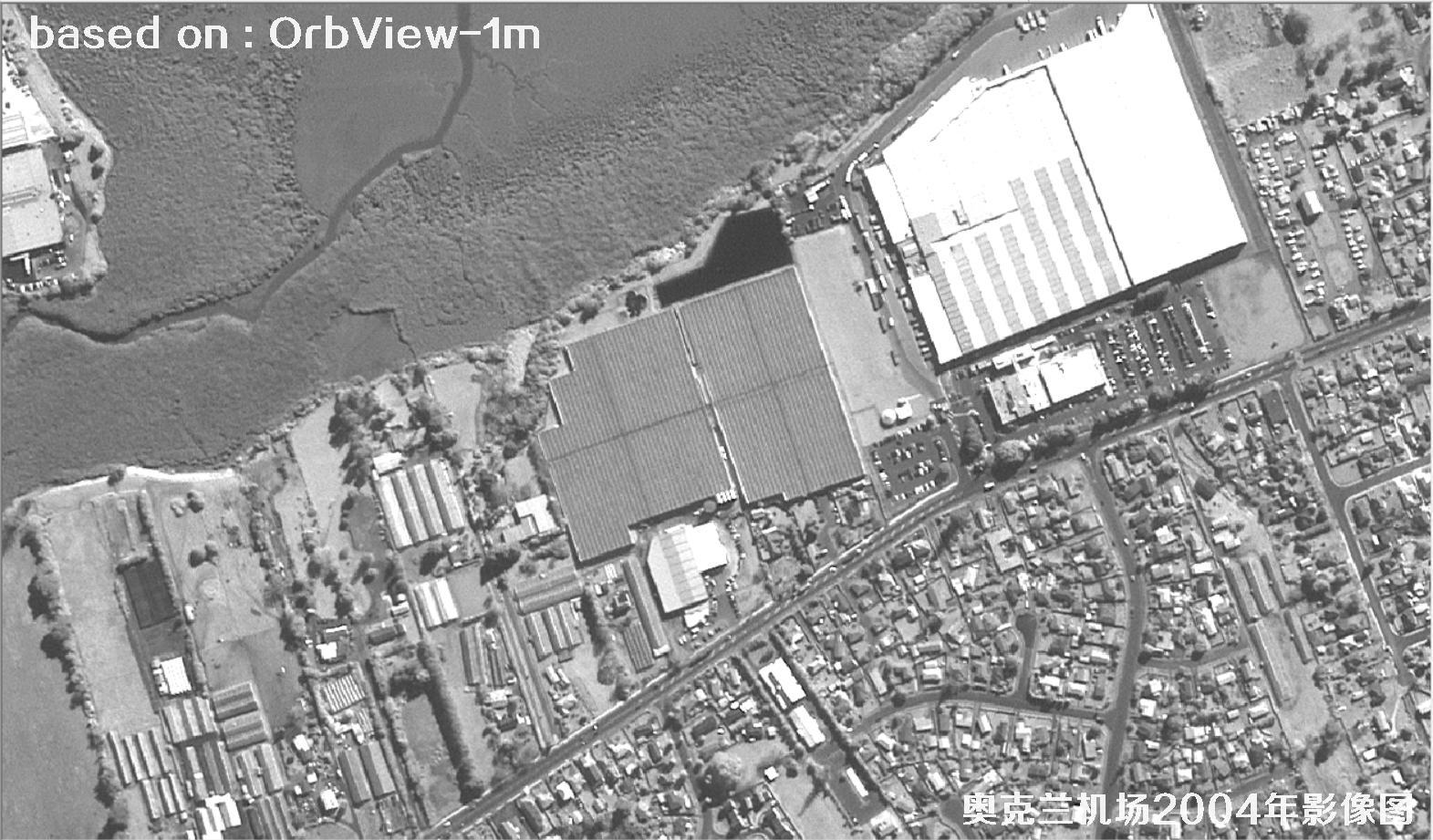 奥克兰机场及周边2004年OrbView卫星1米分辨率影像图