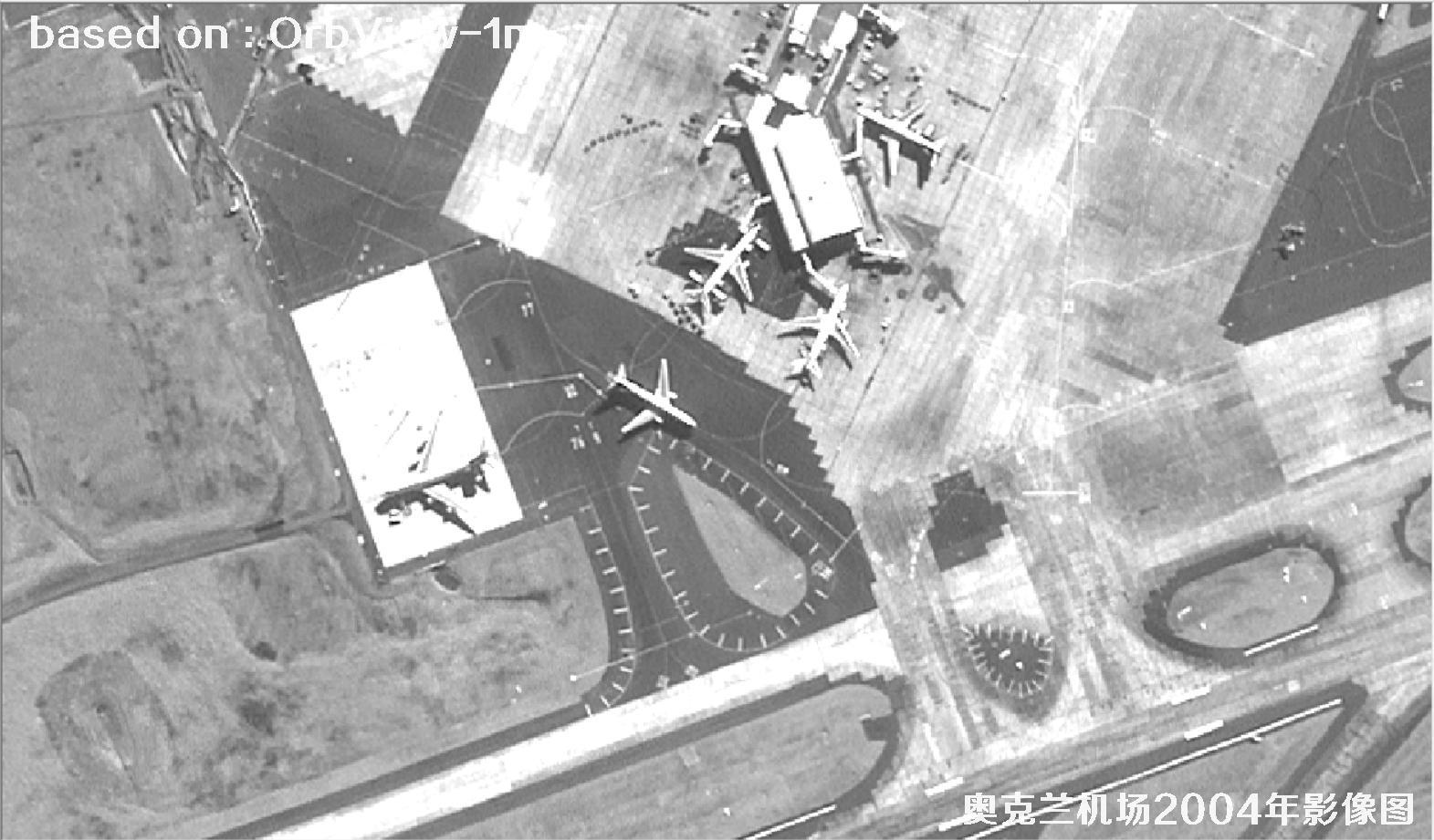 奥克兰机场及周边2004年OrbView卫星1米分辨率影像图