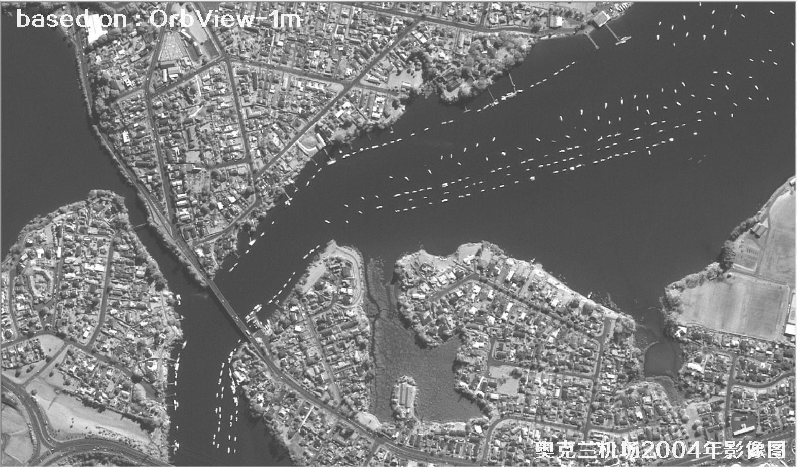奥克兰机场及周边2004年OrbView卫星1米分辨率影像图