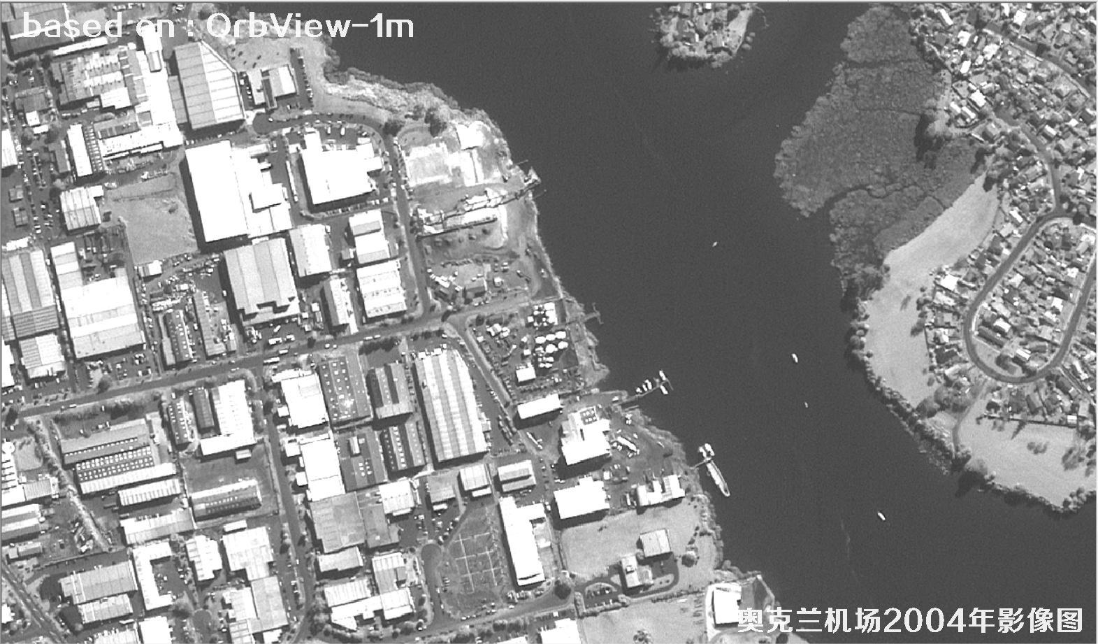 奥克兰机场及周边2004年OrbView卫星1米分辨率影像图