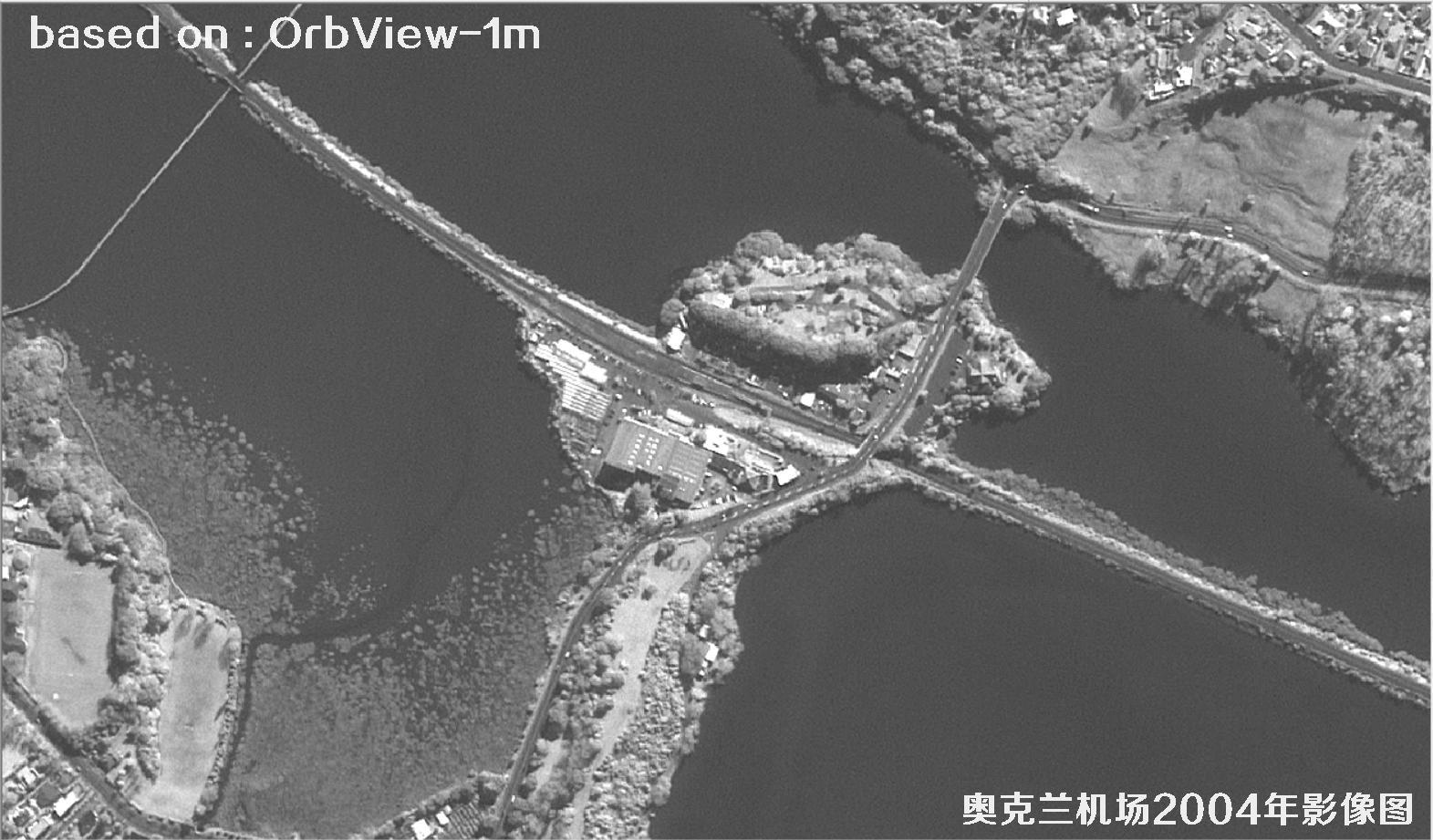 奥克兰机场及周边2004年OrbView卫星1米分辨率影像图