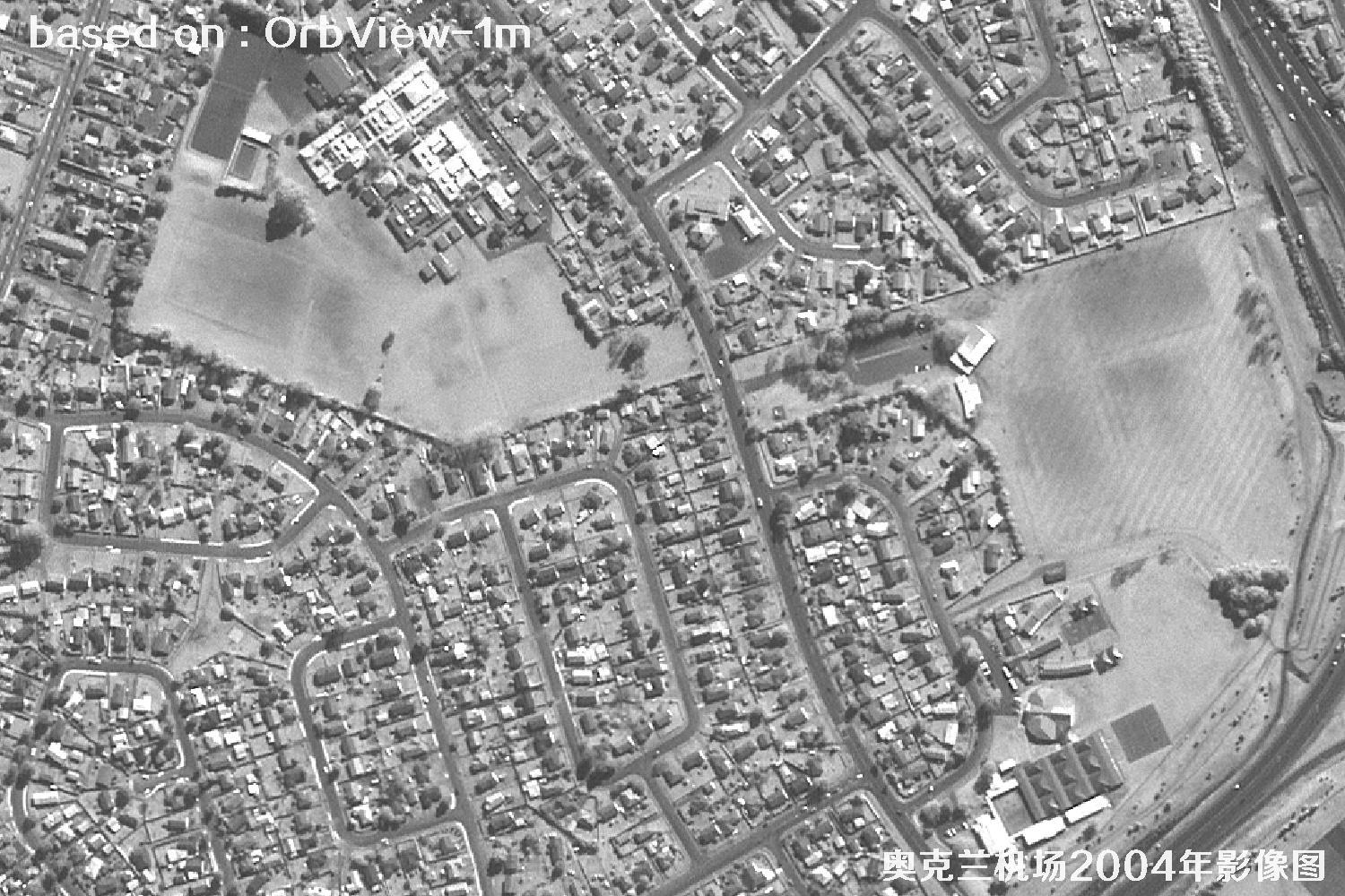 奥克兰机场及周边2004年OrbView卫星1米分辨率影像图