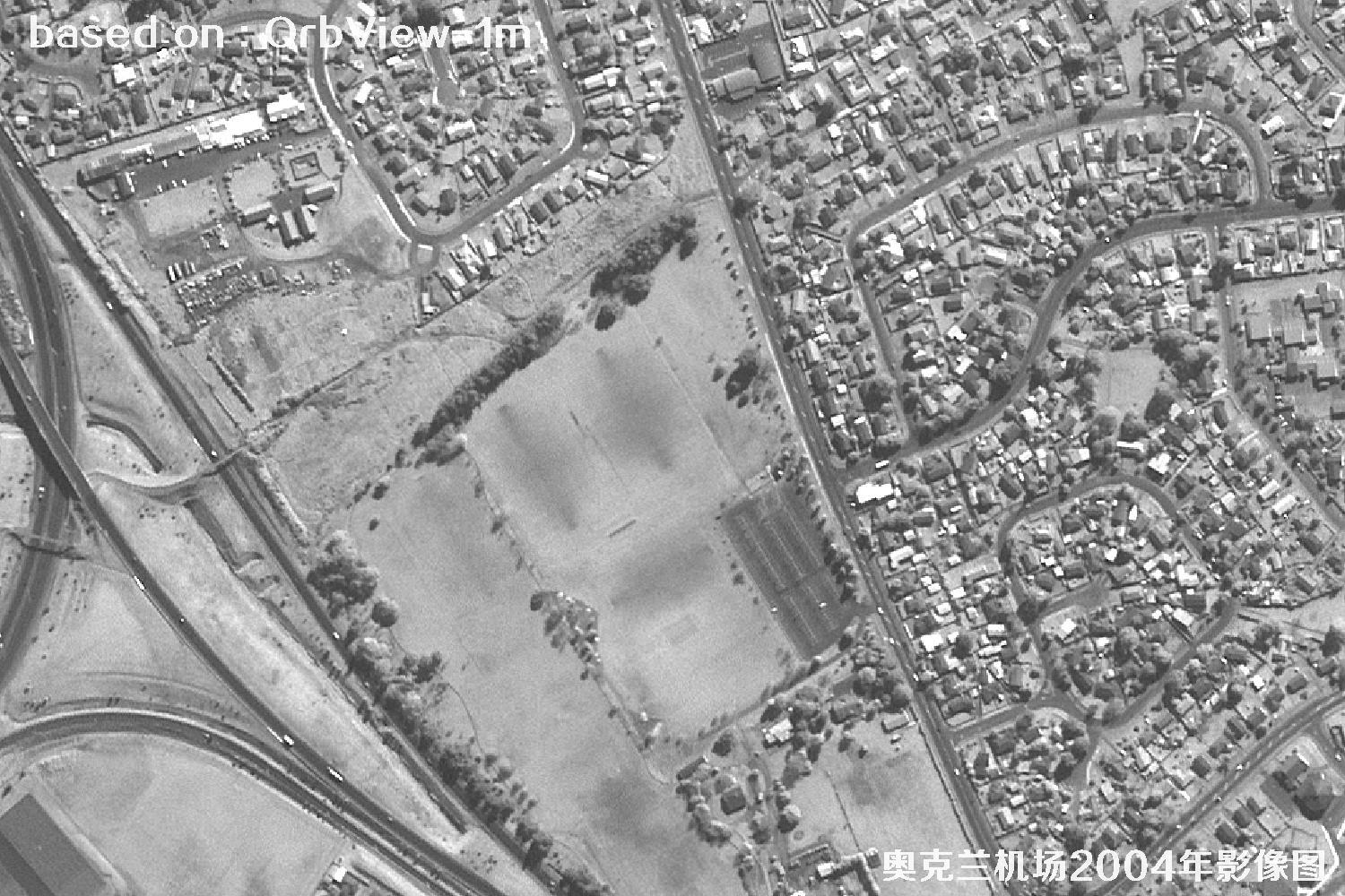 奥克兰机场及周边2004年OrbView卫星1米分辨率影像图