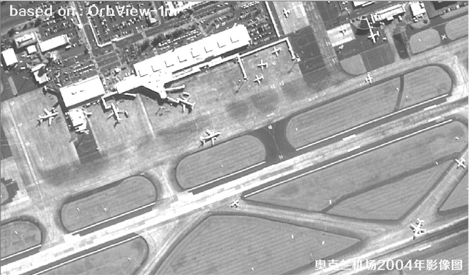 奥克兰机场及周边2004年OrbView卫星1米分辨率影像图