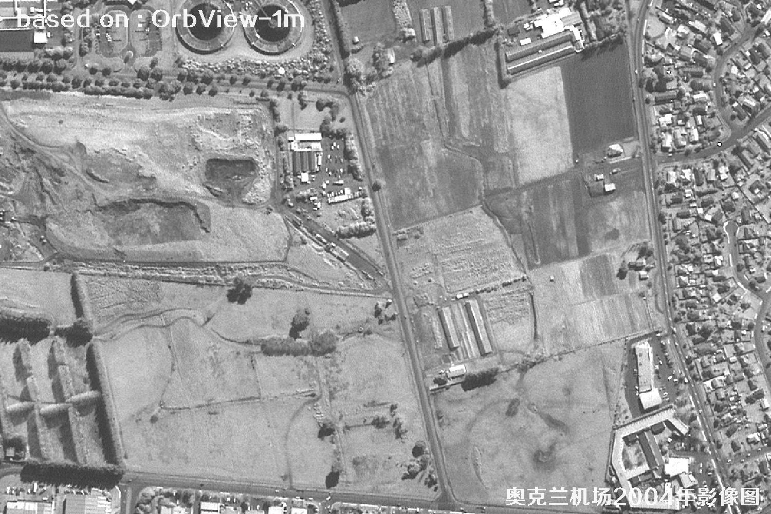 奥克兰机场及周边2004年OrbView卫星1米分辨率影像图