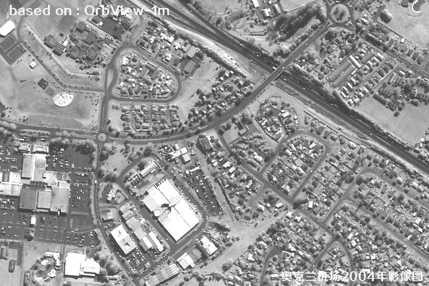 奥克兰机场及周边2004年OrbView卫星1米分辨率影像图