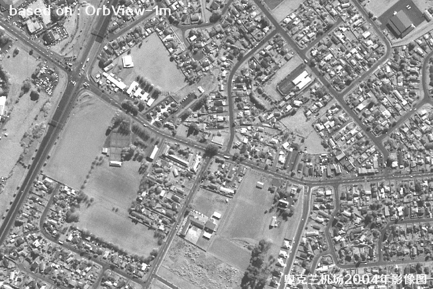 奥克兰机场及周边2004年OrbView卫星1米分辨率影像图