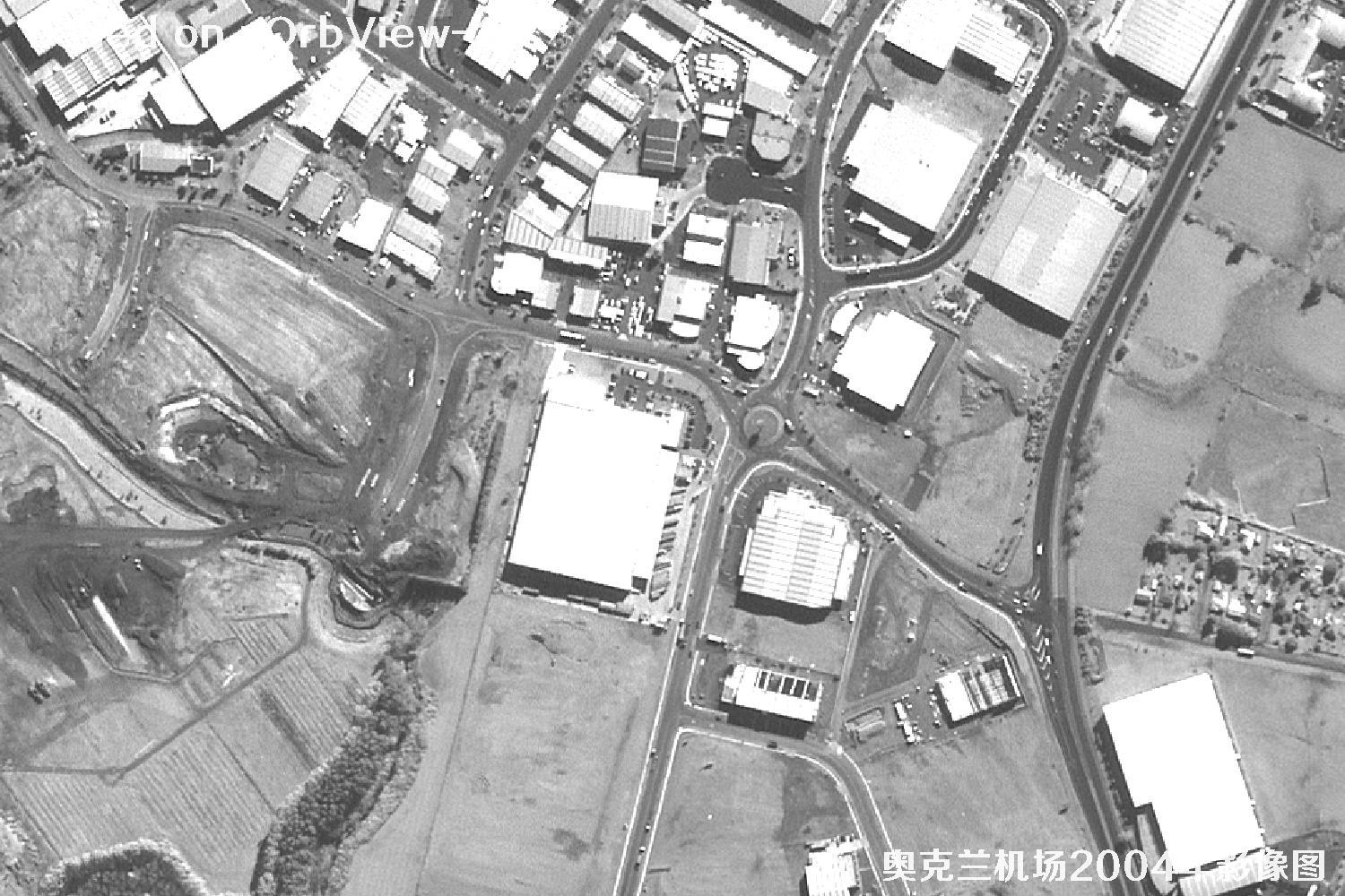 奥克兰机场及周边2004年OrbView卫星1米分辨率影像图