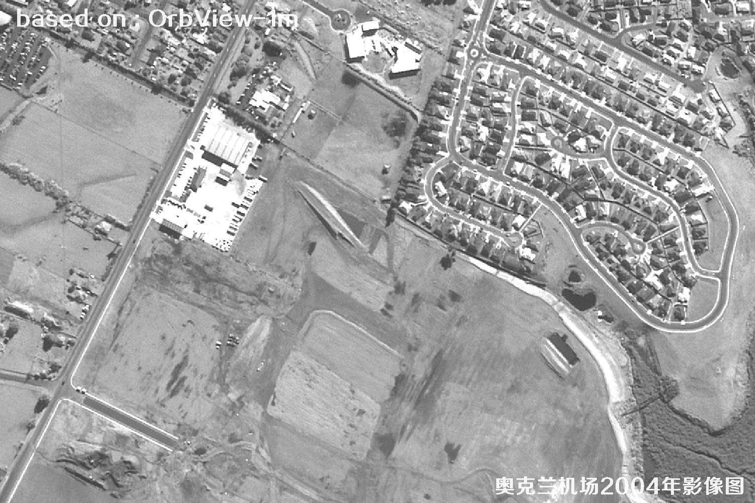 奥克兰机场及周边2004年OrbView卫星1米分辨率影像图