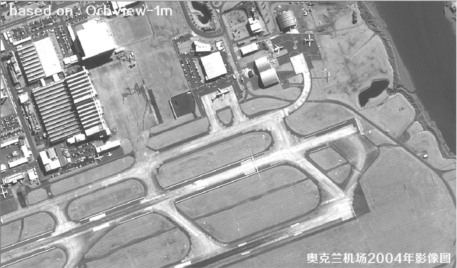 奥克兰机场及周边2004年OrbView卫星1米分辨率影像图