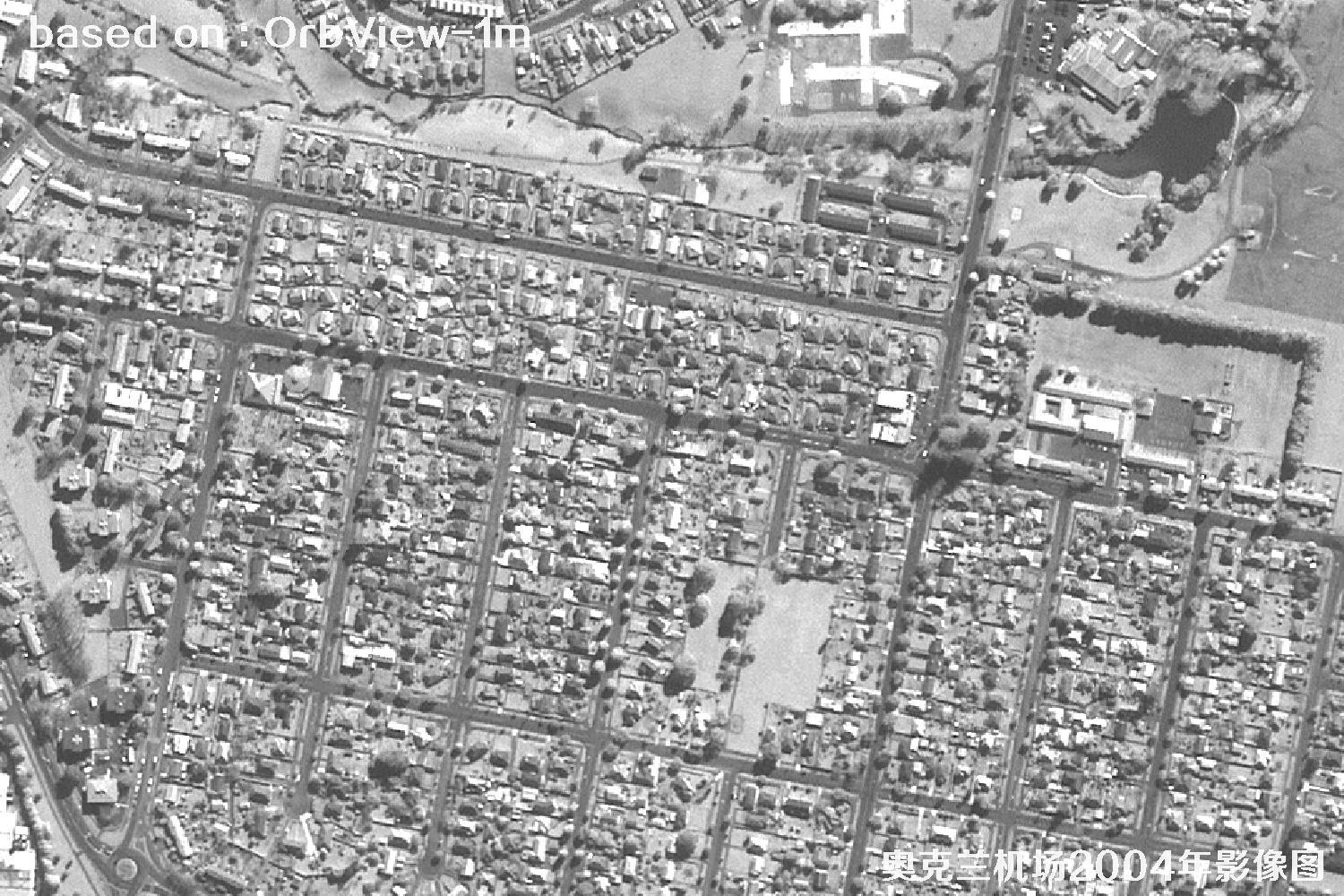 奥克兰机场及周边2004年OrbView卫星1米分辨率影像图
