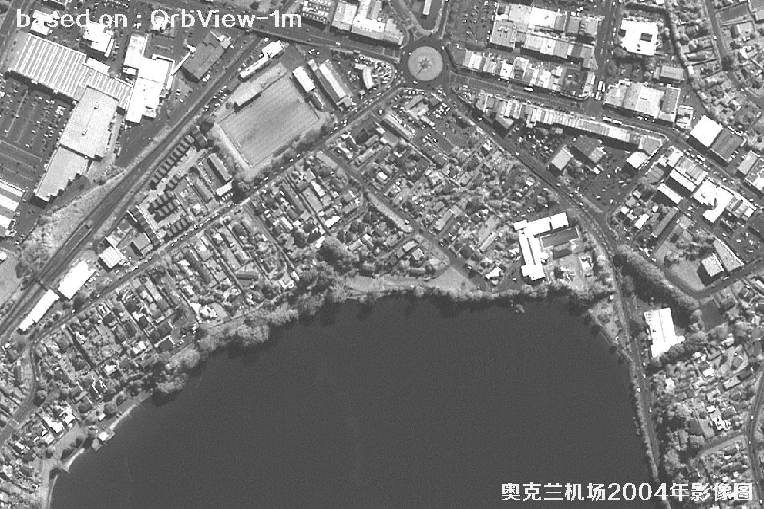 奥克兰机场及周边2004年OrbView卫星1米分辨率影像图