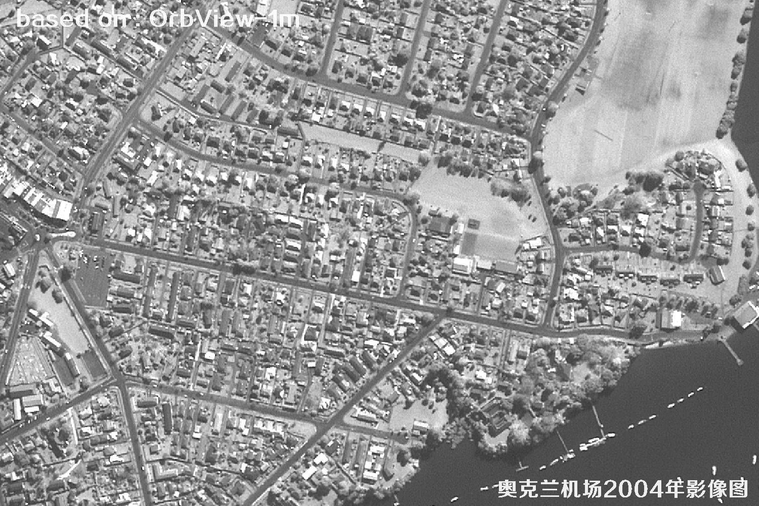 奥克兰机场及周边2004年OrbView卫星1米分辨率影像图