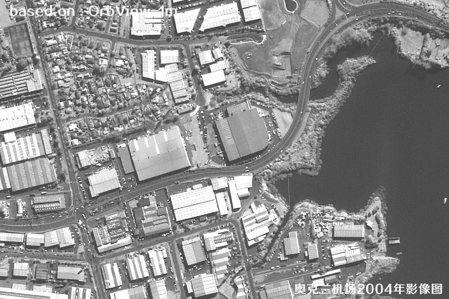 奥克兰机场及周边2004年OrbView卫星1米分辨率影像图