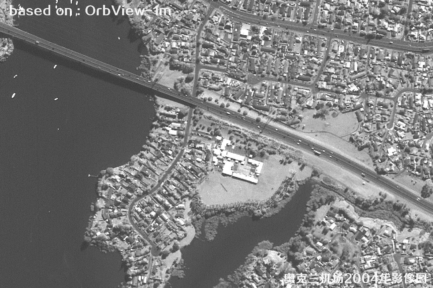 奥克兰机场及周边2004年OrbView卫星1米分辨率影像图