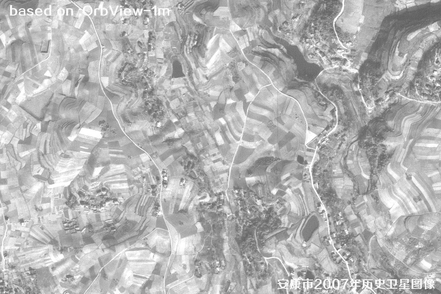 Ankang City 2007 OrbView Satellite 1-Meter Resolution Historical Imagery 30