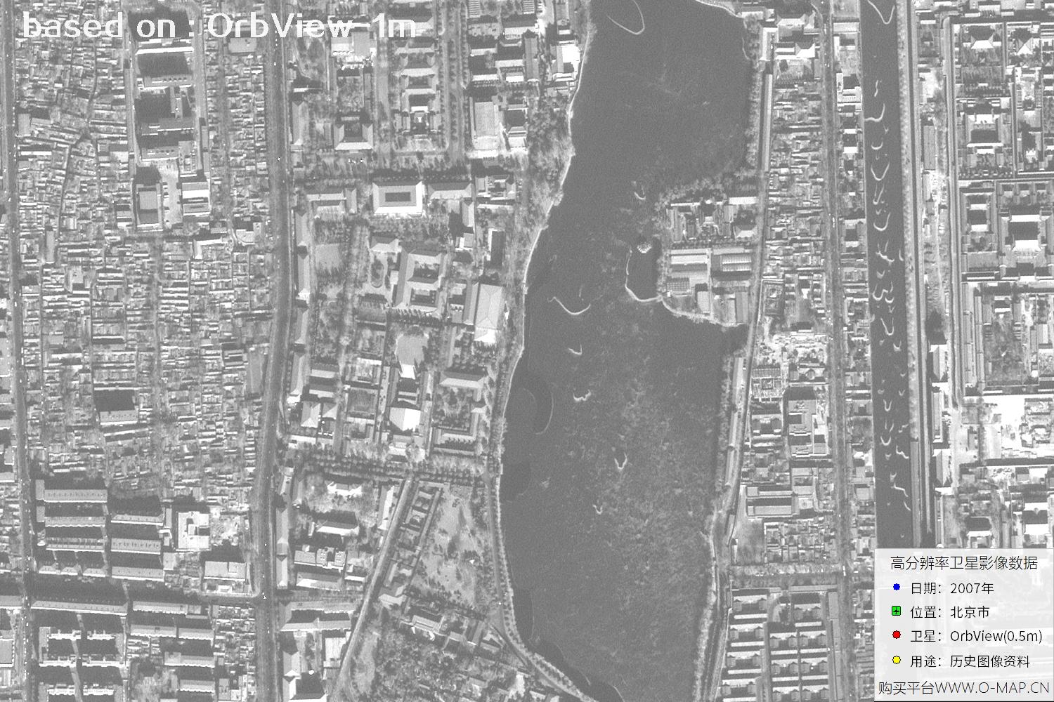 1米分辨率OrbView卫星2007年拍摄的北京市影像图