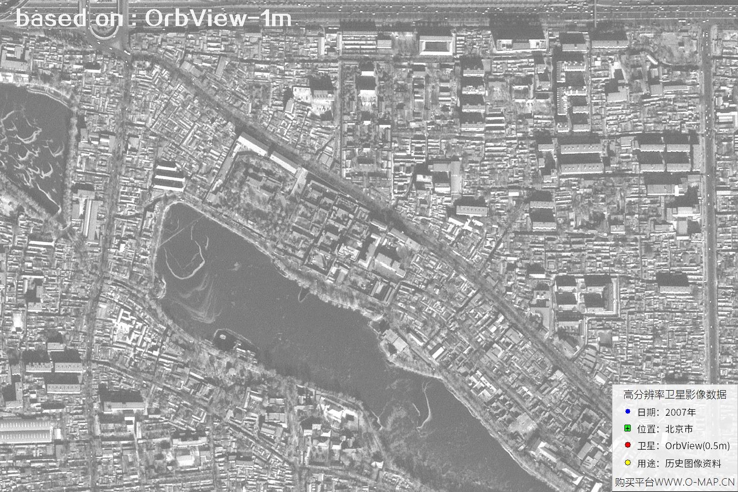 1米分辨率OrbView卫星2007年拍摄的北京市影像图