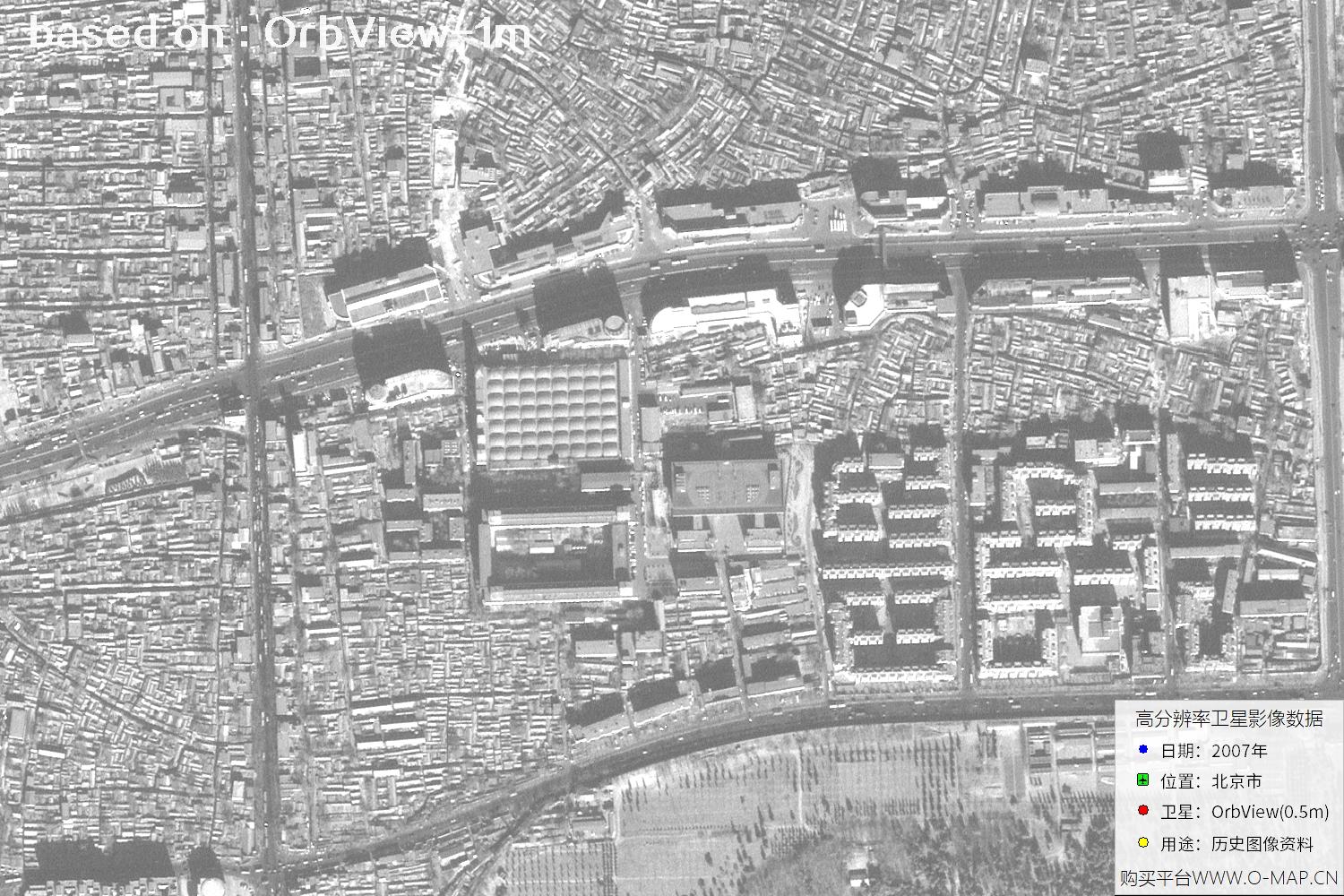 1米分辨率OrbView卫星2007年拍摄的北京市影像图