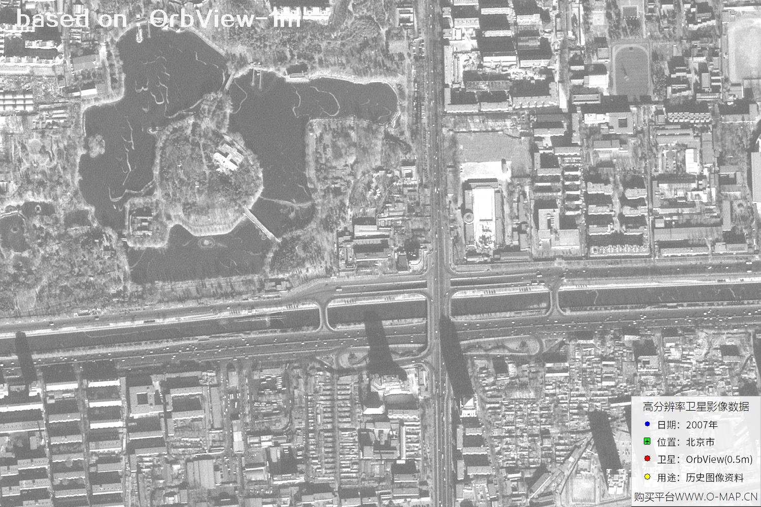 1米分辨率OrbView卫星2007年拍摄的北京市影像图