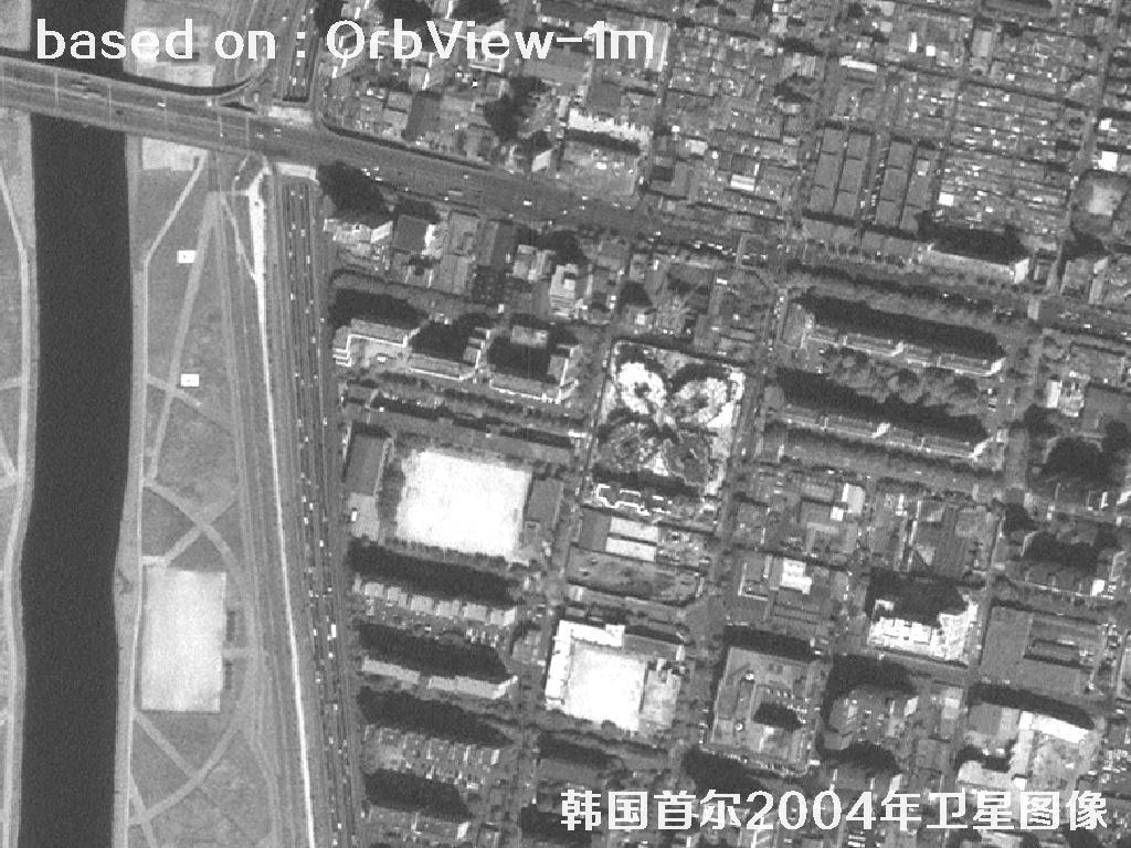 韩国首尔2004年OrbView卫星图像