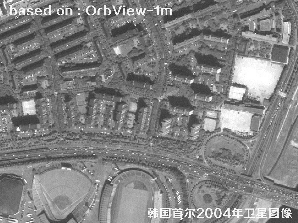 韩国首尔2004年OrbView卫星图像