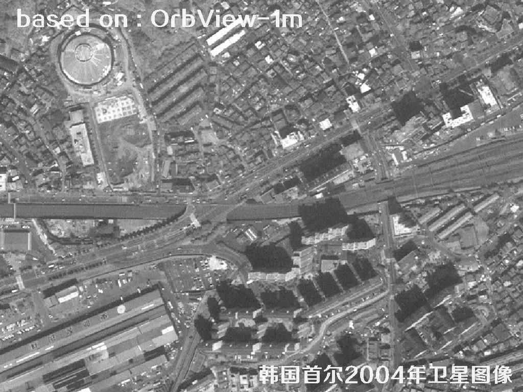 韩国首尔2004年OrbView卫星图像