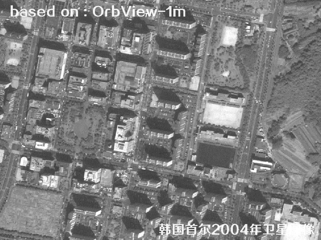 韩国首尔2004年OrbView卫星图像