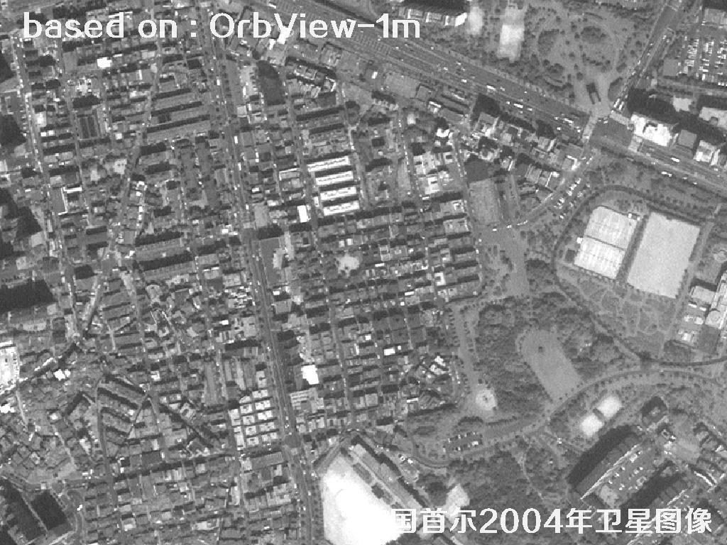 韩国首尔2004年OrbView卫星图像