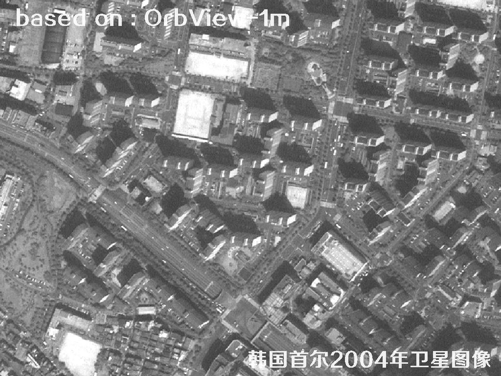 韩国首尔2004年OrbView卫星图像
