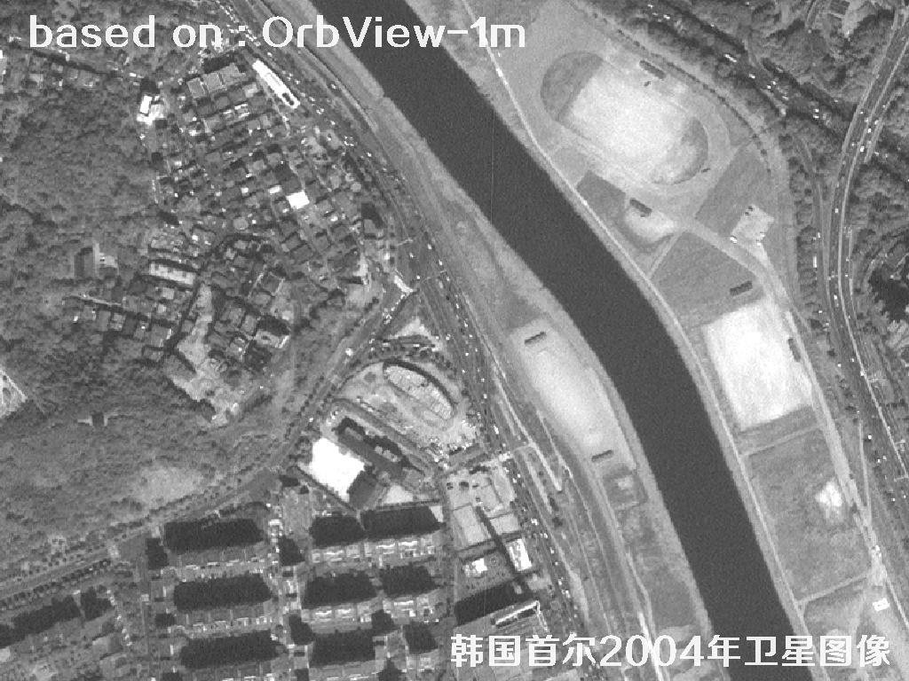 韩国首尔2004年OrbView卫星图像