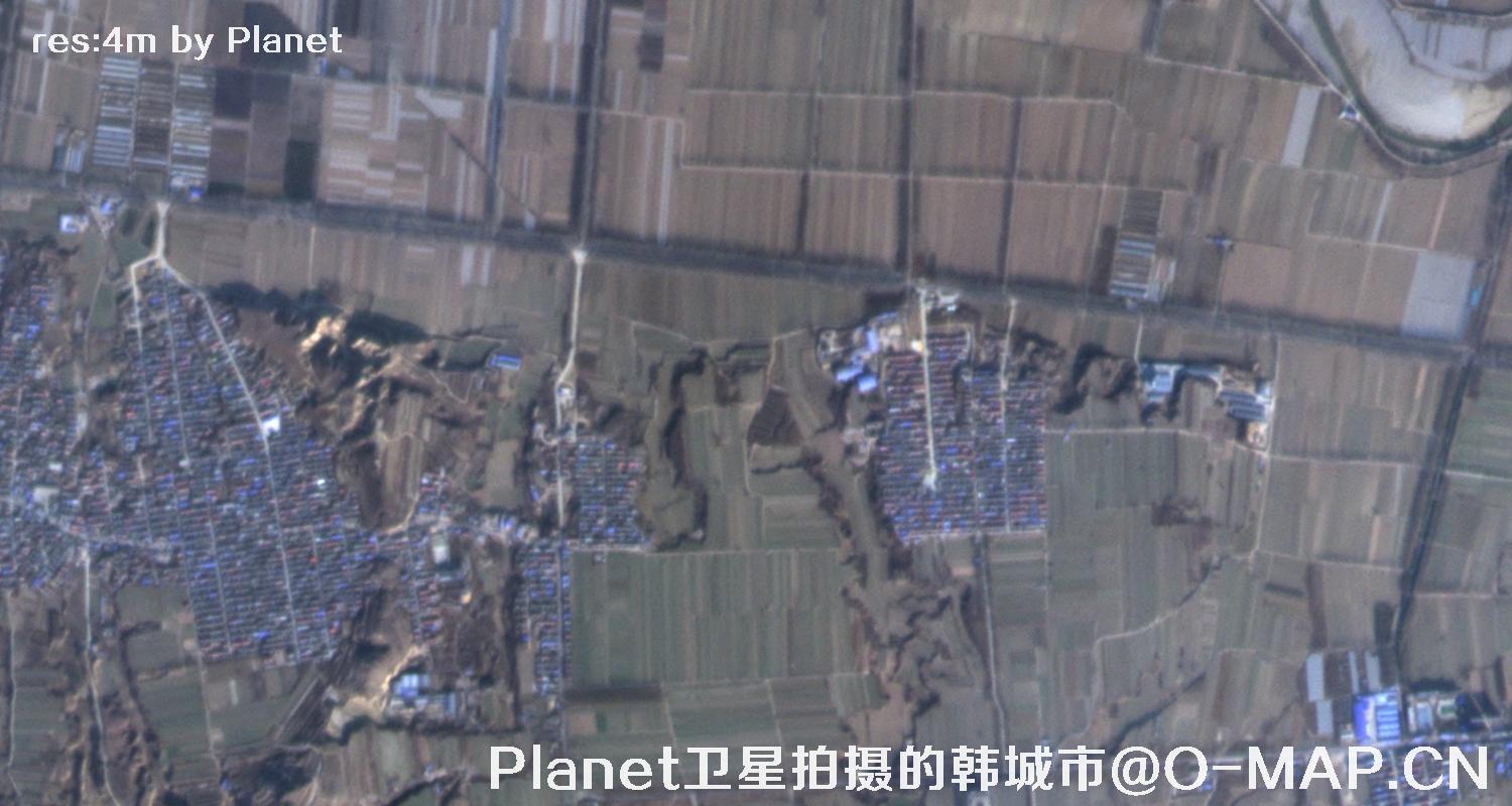 Planet卫星拍摄的陕西省韩城市4米影像图