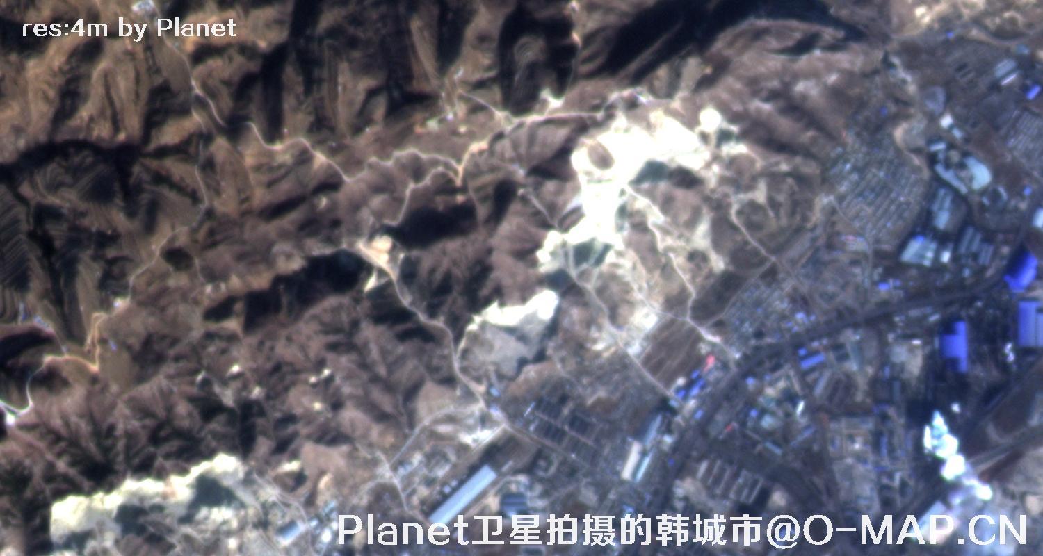 Planet卫星拍摄的陕西省韩城市4米影像图