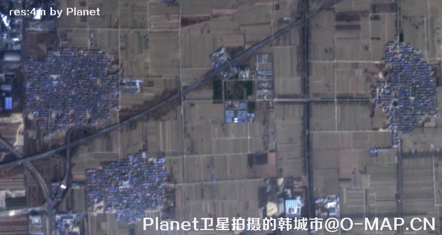 Planet卫星拍摄的陕西省韩城市4米影像图