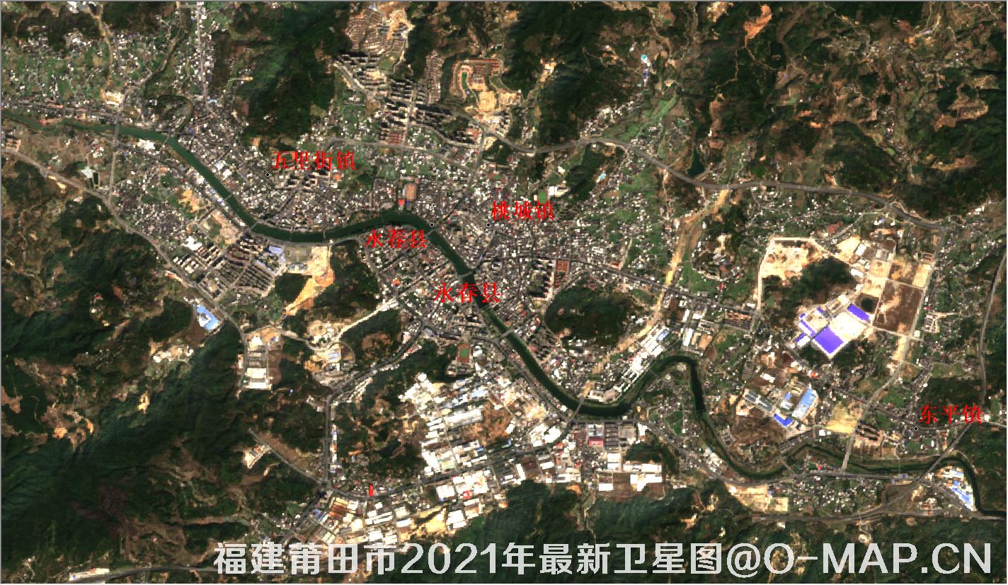 福建省莆田市周边区域2021年最新卫星图