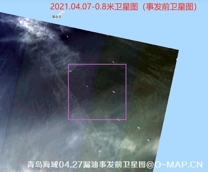 青岛海域4月27日漏油事件前后卫星图