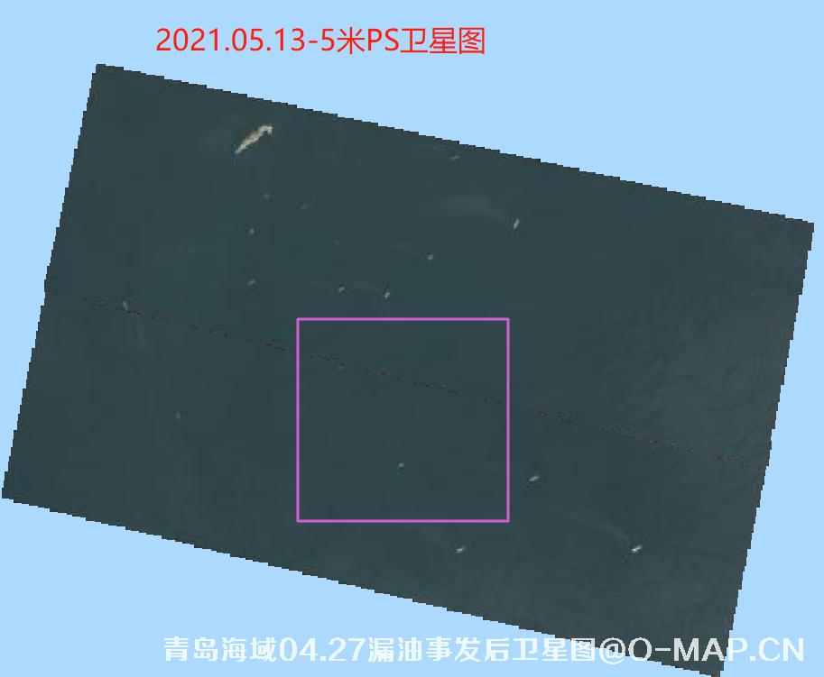 青岛海域4月27日漏油事件前后卫星图