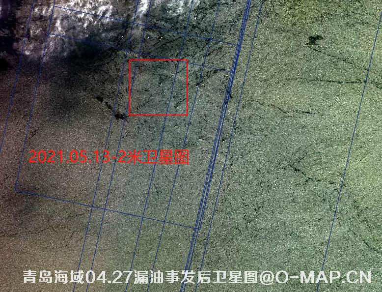 青岛海域4月27日漏油事件前后卫星图