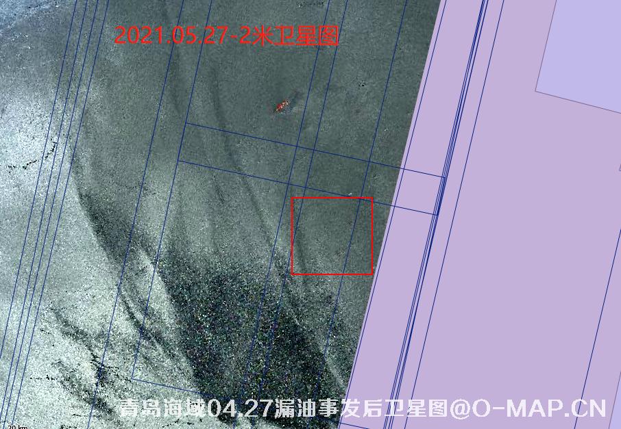 青岛海域4月27日漏油事件前后卫星图