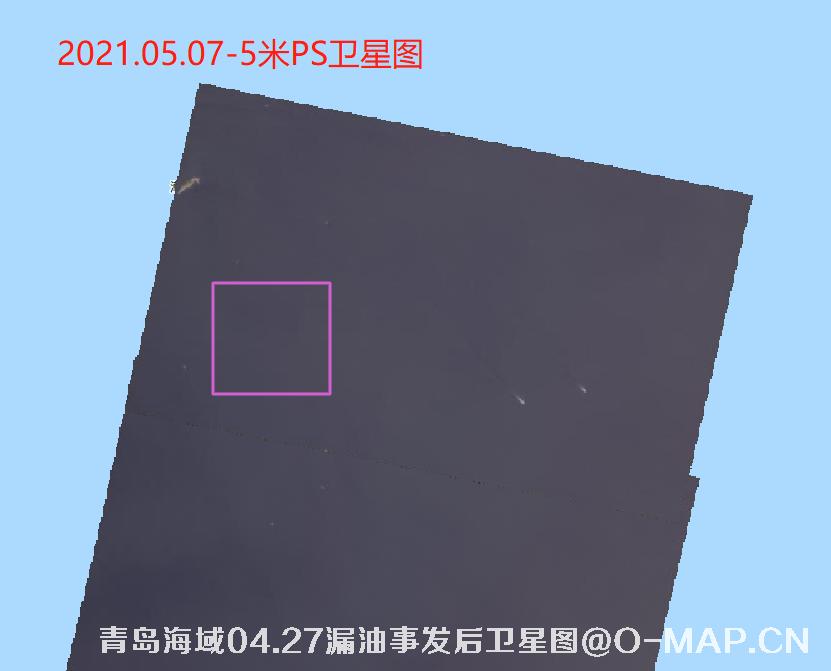 青岛海域4月27日漏油事件前后卫星图