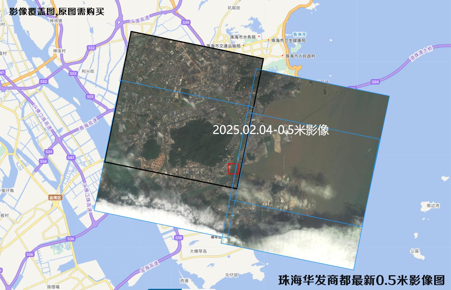 广东省珠海十字门华发商都中心最新【0.5米-0.8米-0.75米-GF7-法国P1-美国WV2】卫星图像