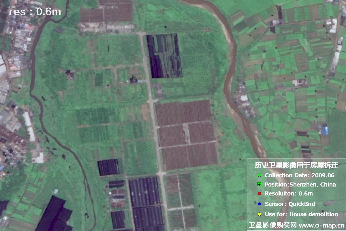 广东省深圳市2009年QuickBird历史卫星影像图用于房屋拆迁纠纷