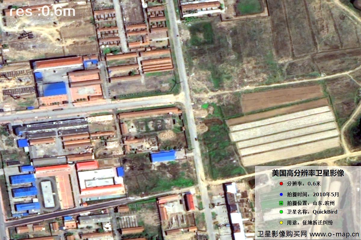 快鸟卫星于2010年5月份拍摄的山东省滨州市历史影像图