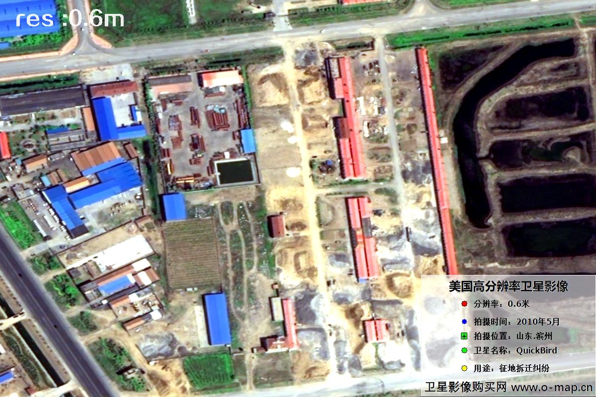 快鸟卫星于2010年5月份拍摄的山东省滨州市历史影像图