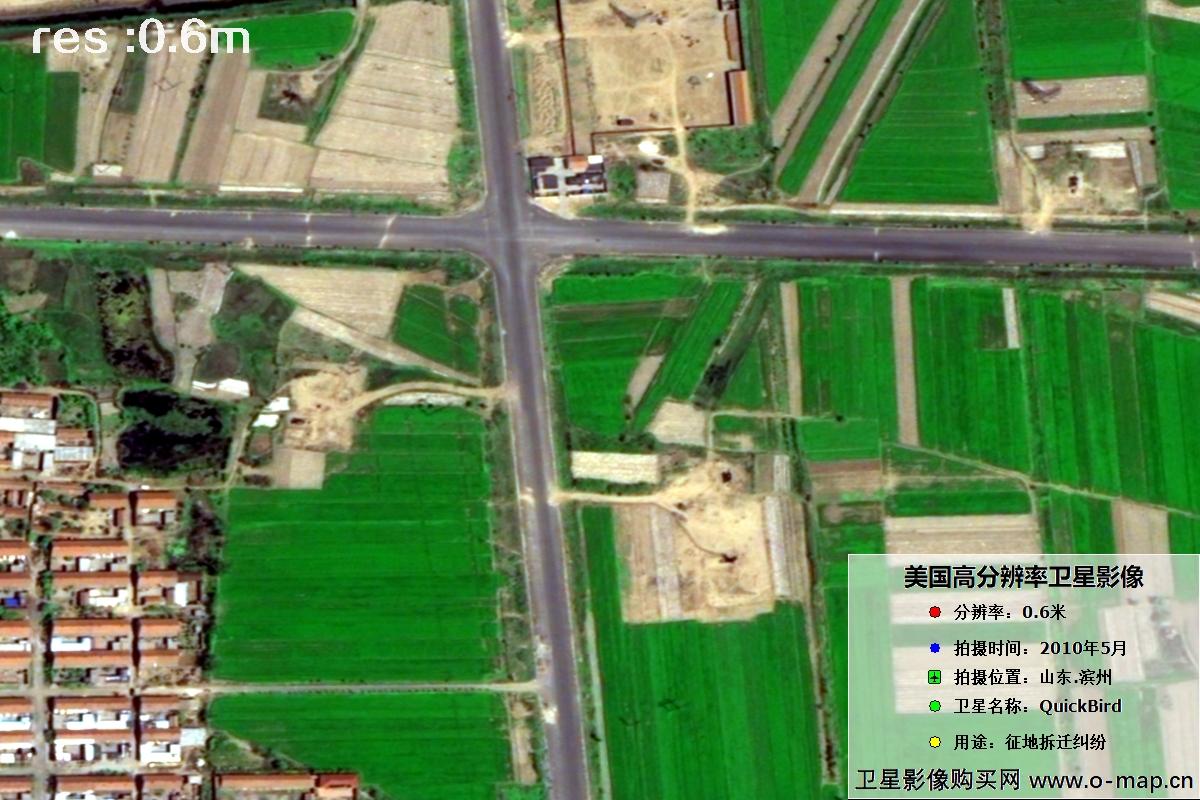 快鸟卫星于2010年5月份拍摄的山东省滨州市历史影像图