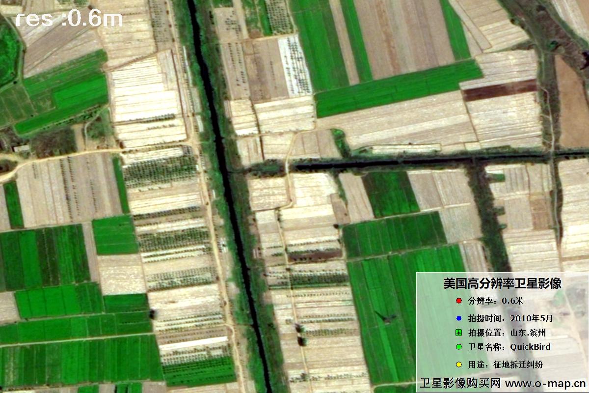 快鸟卫星于2010年5月份拍摄的山东省滨州市历史影像图