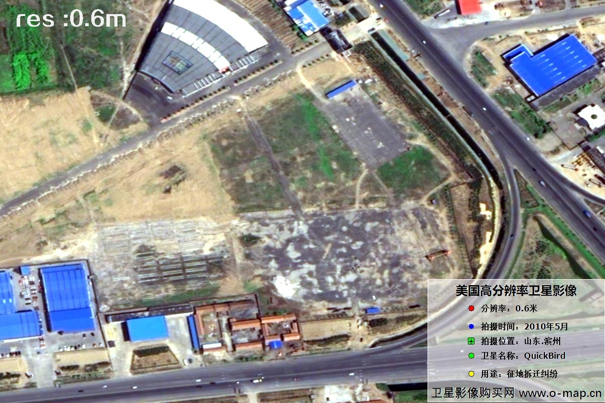 快鸟卫星于2010年5月份拍摄的山东省滨州市历史影像图