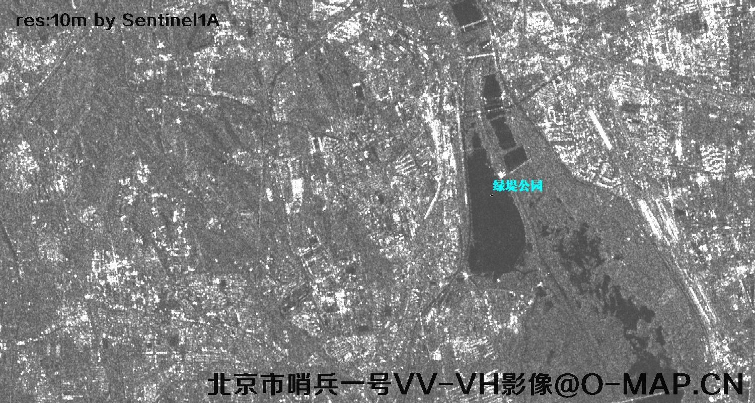 哨兵1号雷达卫星拍摄的北京市10米VV-VH影像